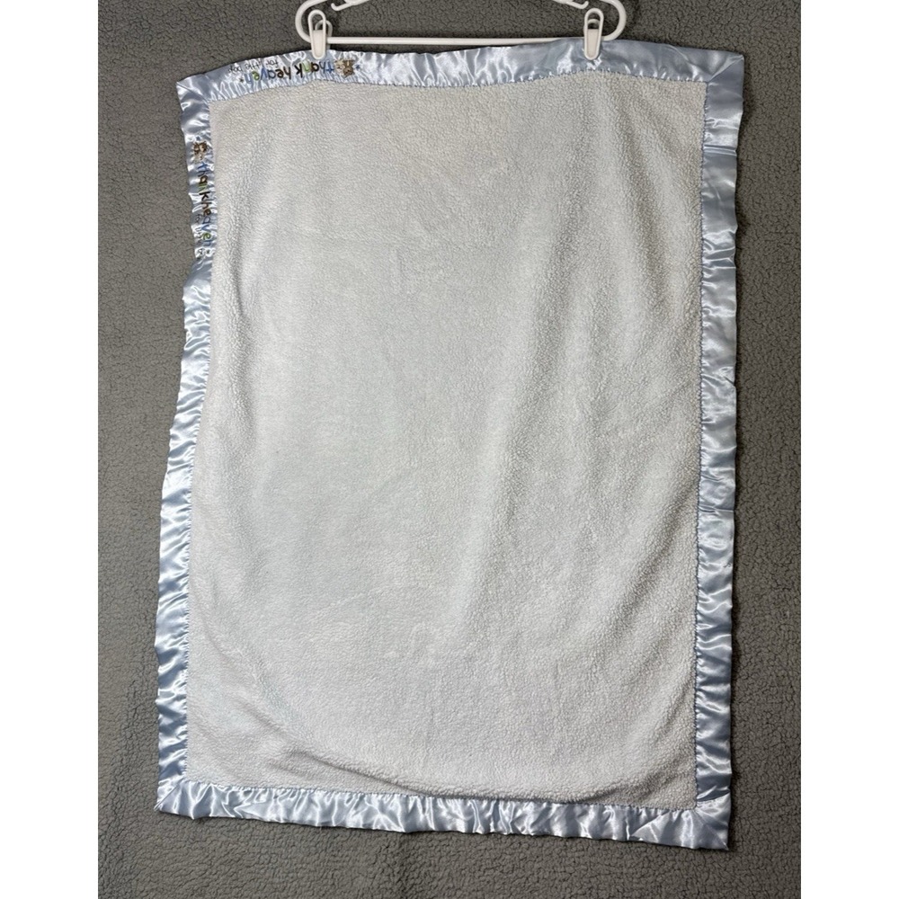 Carters Child Of Mine Thank Heaven For Little Boys Baby Blanket Blue Satin Trim